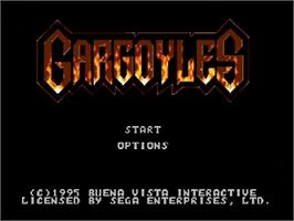 Title screen of Gargoyles on the Sega Genesis.