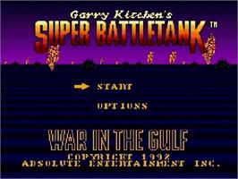 Title screen of Garry Kitchen's Super Battletank - War In The Gulf on the Sega Genesis.