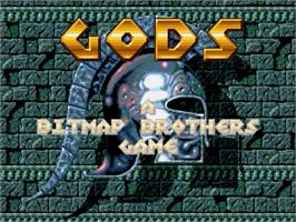 Title screen of Gods on the Sega Genesis.