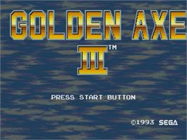 Title screen of Golden Axe 3 on the Sega Genesis.