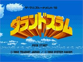 Title screen of Grandslam - The Tennis Tournament '92 on the Sega Genesis.
