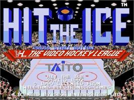 Title screen of Hit the Ice - The Video Hockey League on the Sega Genesis.