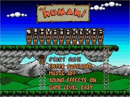 Title screen of Humans, The on the Sega Genesis.