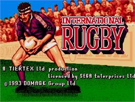 Title screen of International Rugby on the Sega Genesis.