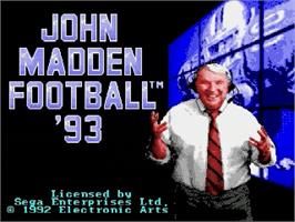 Title screen of John Madden Football '93 on the Sega Genesis.
