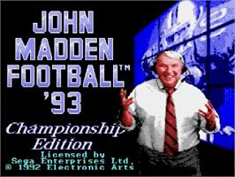 Title screen of John Madden Football - Championship Edition on the Sega Genesis.