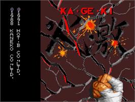 Title screen of Ka-ge-ki on the Sega Genesis.