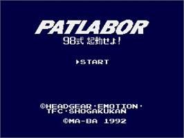 Title screen of Kidou Keisatsu Patlabor - 98-shiki Kidou Seyo! on the Sega Genesis.