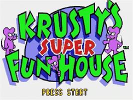 Title screen of Krusty's Super Fun House on the Sega Genesis.