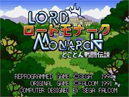 Title screen of Lord Monarch - Tokoton Sentou Densetsu on the Sega Genesis.