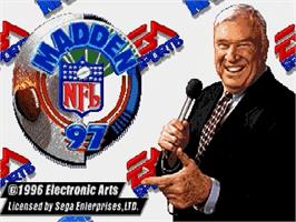 Title screen of Madden NFL '97 on the Sega Genesis.