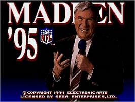 Title screen of Madden Nfl 95 on the Sega Genesis.