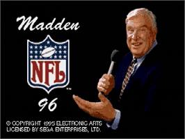 Title screen of Madden Nfl 96 on the Sega Genesis.