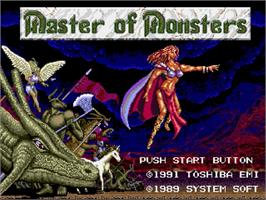 Title screen of Master Of Monsters on the Sega Genesis.