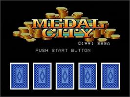 Title screen of Medal City on the Sega Genesis.