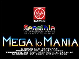 Title screen of Mega lo Mania on the Sega Genesis.