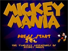 Title screen of Mickey Mania on the Sega Genesis.
