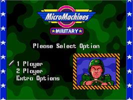 Title screen of Micro Machines - Military on the Sega Genesis.
