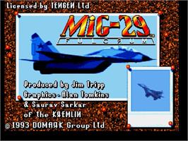 Title screen of Mig-29 Fighter Pilot on the Sega Genesis.