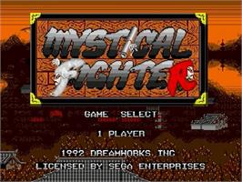 Title screen of Mystical Fighter on the Sega Genesis.
