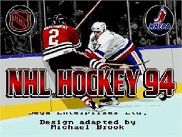 Title screen of NHL '94 on the Sega Genesis.