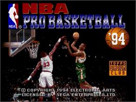 Title screen of Nba Pro Basketball '94 on the Sega Genesis.