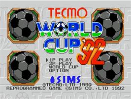 Title screen of Nintendo World Cup on the Sega Genesis.