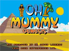 Title screen of Oh Mummy Genesis on the Sega Genesis.