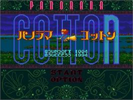 Title screen of Panorama Cotton on the Sega Genesis.