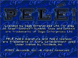 Title screen of Pele! on the Sega Genesis.
