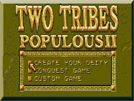 Title screen of Populous 2 - Two Tribes on the Sega Genesis.
