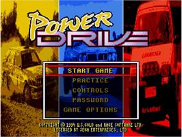 Title screen of Power Drive on the Sega Genesis.