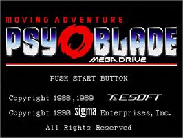 Title screen of Psy-o-blade on the Sega Genesis.