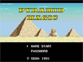 Title screen of Pyramid Magic on the Sega Genesis.