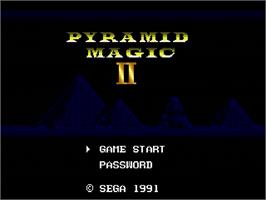Title screen of Pyramid Magic 2 on the Sega Genesis.