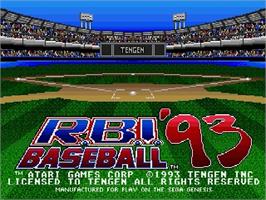 Title screen of R.B.I. Baseball '93 on the Sega Genesis.