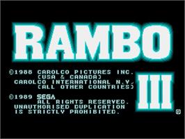 Title screen of Rambo 3 on the Sega Genesis.