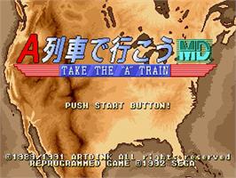 Title screen of Ressha De Ikou Md, A on the Sega Genesis.