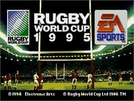 Title screen of Rugby World Cup 1995 on the Sega Genesis.