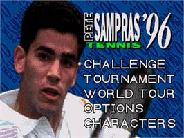 Title screen of Sampras Tennis 96 on the Sega Genesis.