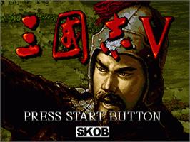 Title screen of Sangokushi 5 on the Sega Genesis.