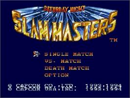 Title screen of Saturday Night Slam Masters on the Sega Genesis.