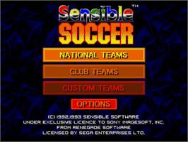 Title screen of Sensible Soccer - European Champions on the Sega Genesis.