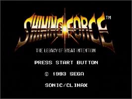 Title screen of Shining Force on the Sega Genesis.