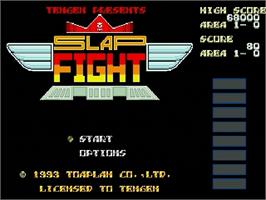 Title screen of Slap Fight Md on the Sega Genesis.