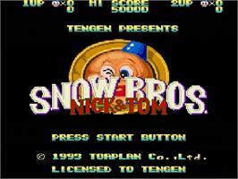 Title screen of Snow Bros. Nick And Tom on the Sega Genesis.