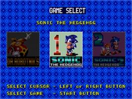 Title screen of Sonic Compilation on the Sega Genesis.