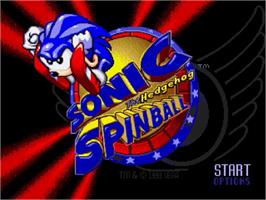 Title screen of Sonic The Hedgehog Spinball on the Sega Genesis.