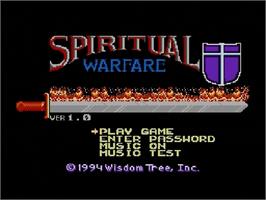 Title screen of Spiritual Warfare on the Sega Genesis.