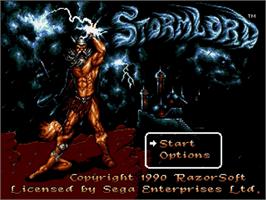 Title screen of Stormlord on the Sega Genesis.
